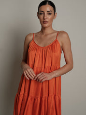 Abito balze viscosa arancio