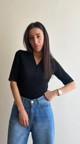 Polo serafino nera