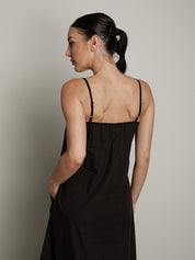 Abito spallina fina cotone nero