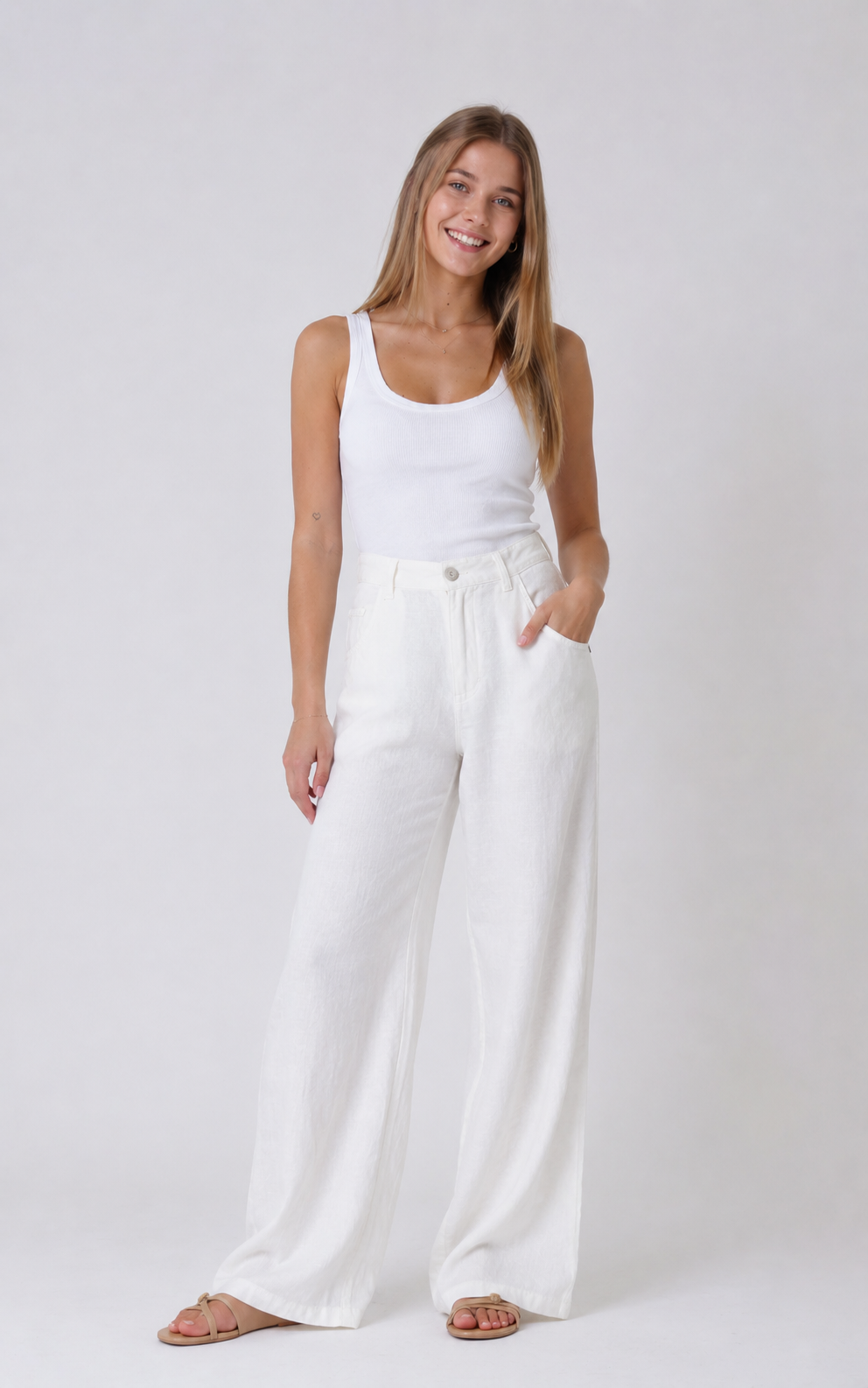 Beautiful pure white linen trousers PRE-ORDER 12/06 size XS