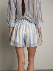 Shorts passamaneria multicolor riga azzurra