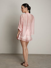 Camicia passamaneria multicolor riga rosa PREORDINE 23/06