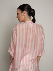 Camicia passamaneria multicolor riga rosa PREORDINE 23/06