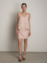 Top in lino rosa