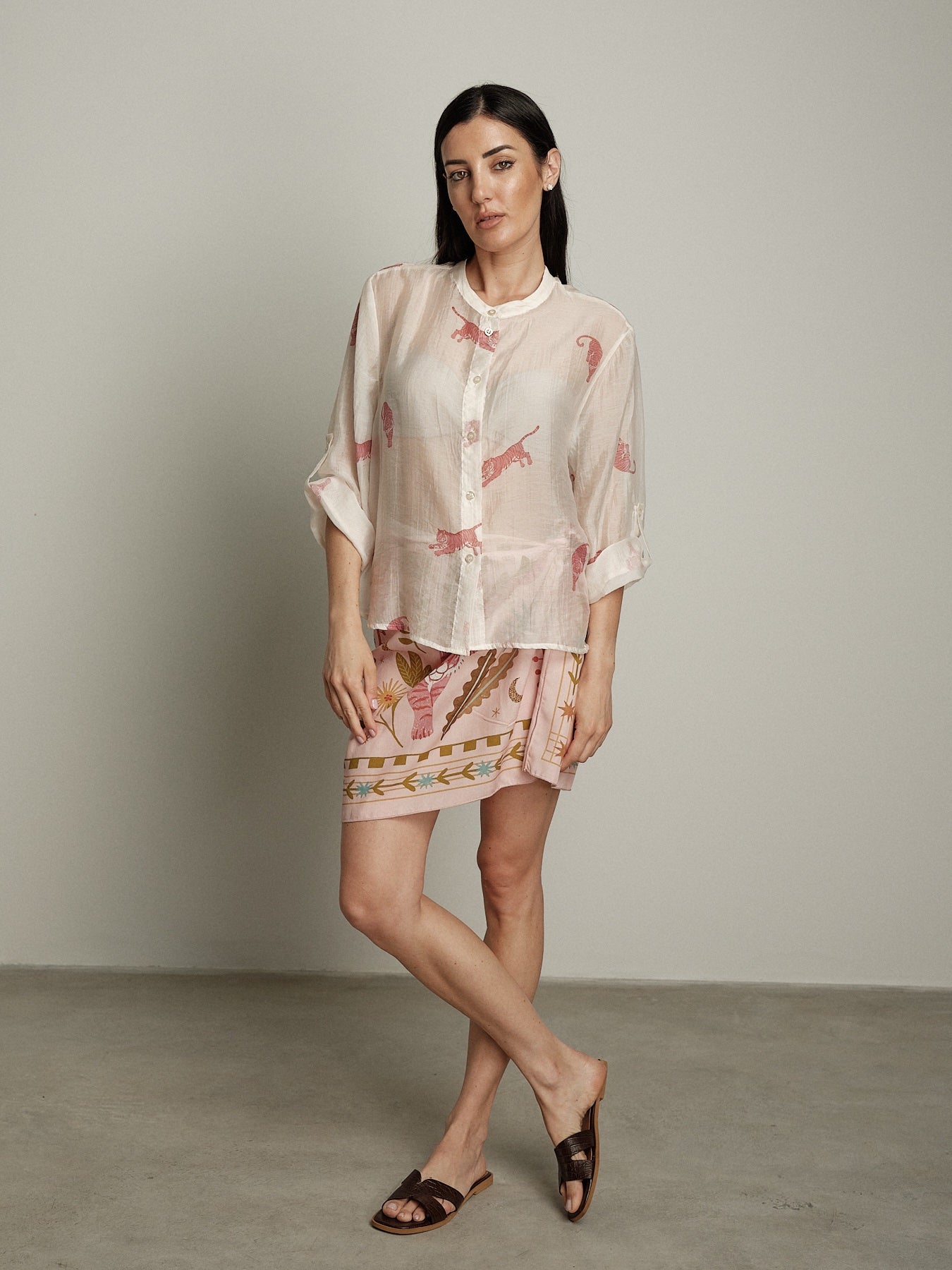 Camicia bianca con tigre rosa PREORDINE 29/06