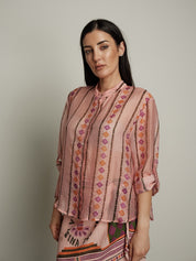 Camicia rosa rombi viola