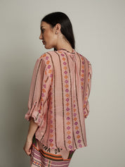 Camicia rosa rombi viola