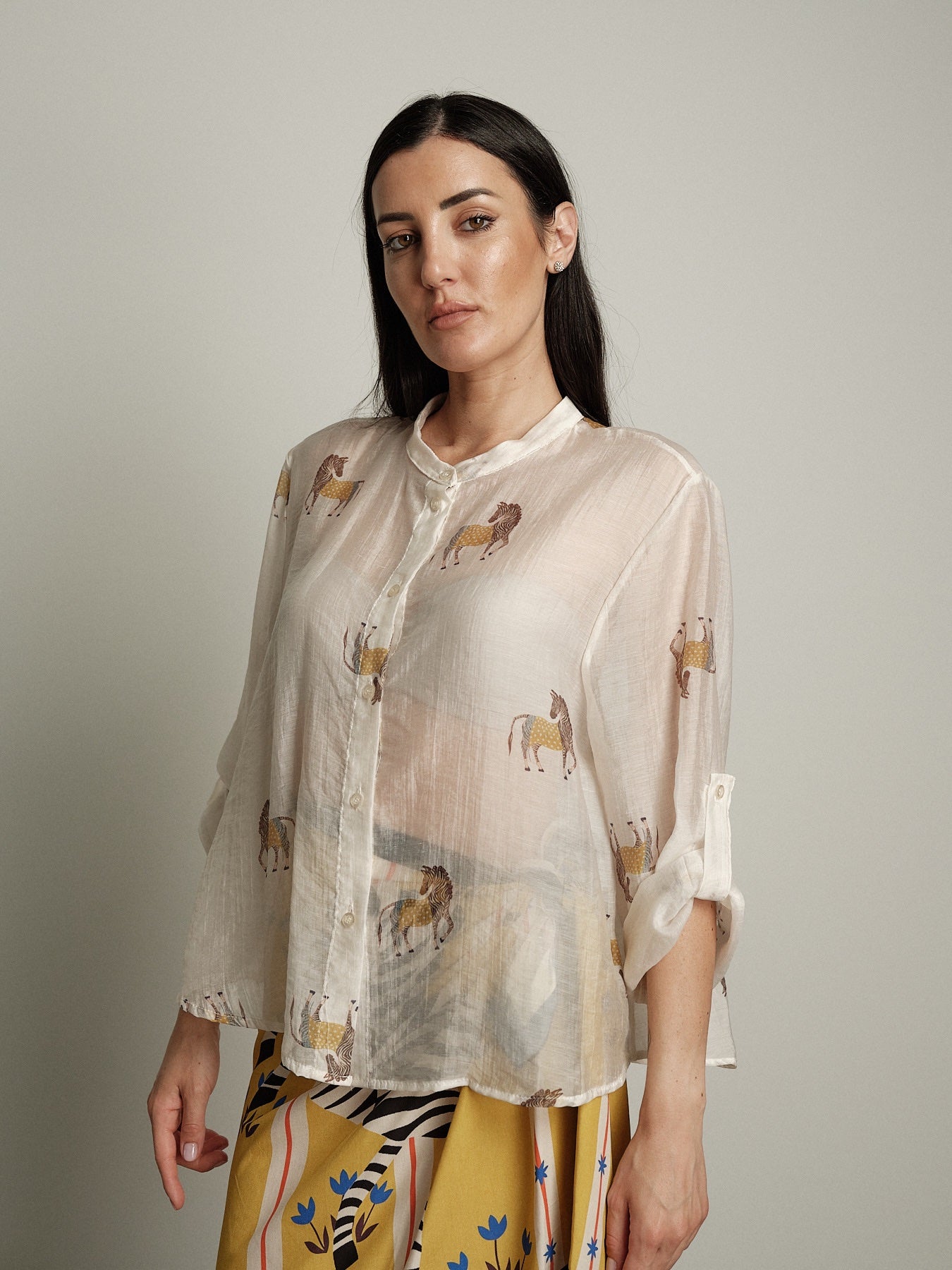 Camicia virale bianca con zebre PREORDINE 29/06
