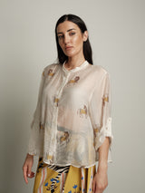 Camicia virale bianca con zebre PREORDINE 29/06