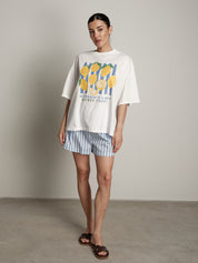 Completo frutta t-shirt + shorts limone riga azzurra