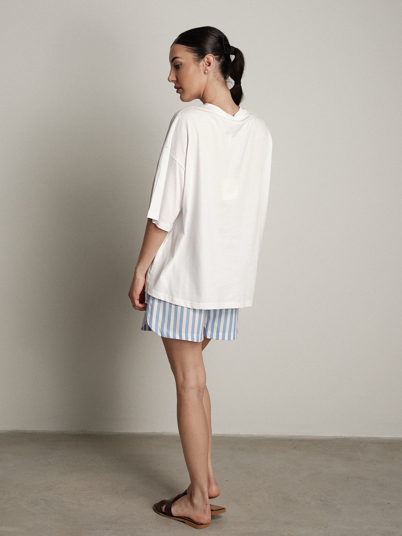 Completo frutta t-shirt + shorts limone riga azzurra