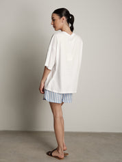 Completo frutta t-shirt + shorts limone riga azzurra