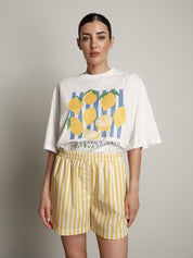 Completo frutta t-shirt + shorts limone riga gialla