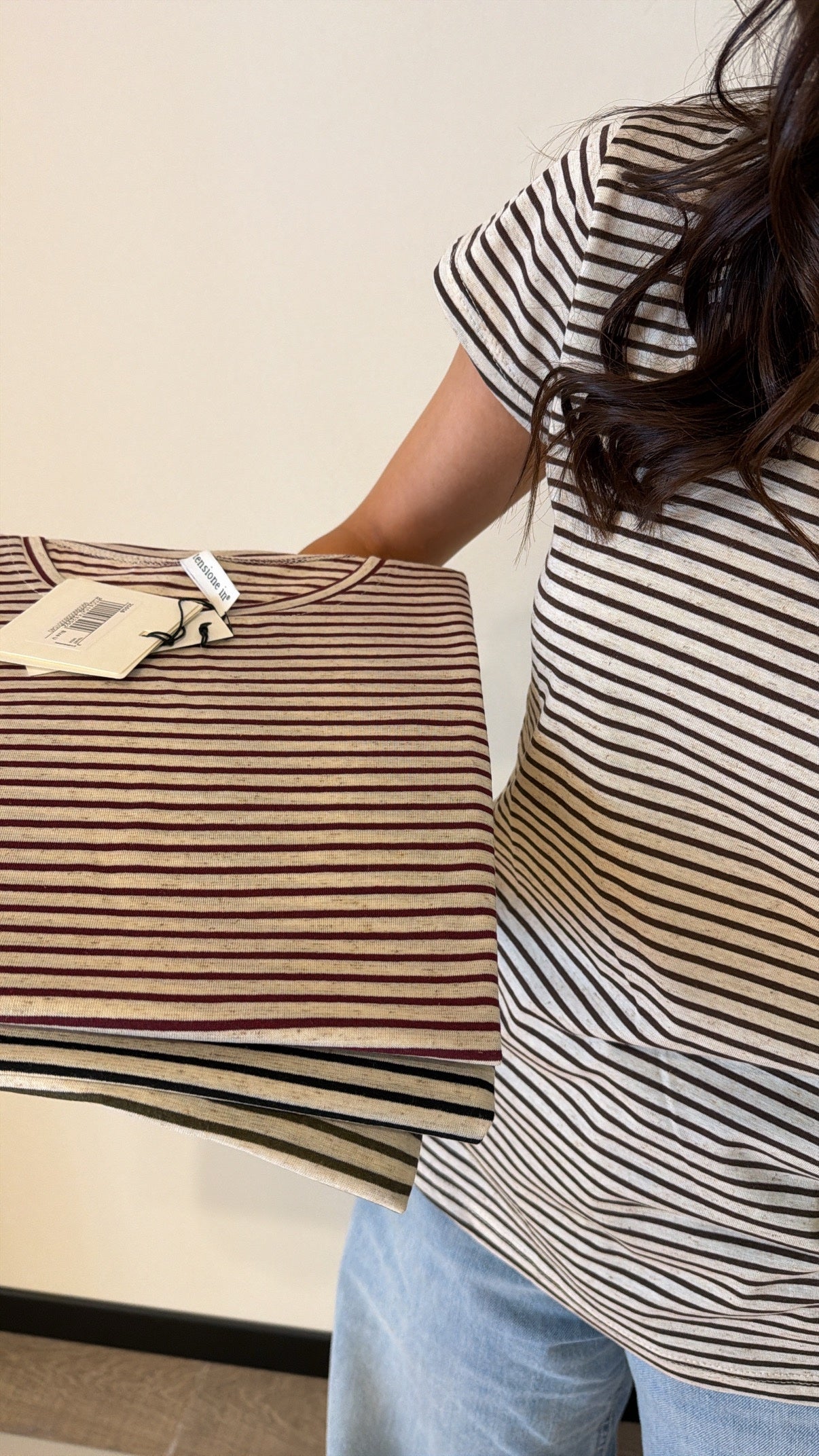 T-shirt riga misto lino
