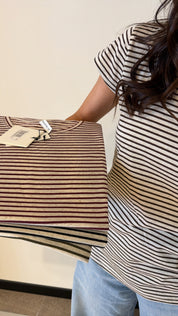 T-shirt riga misto lino