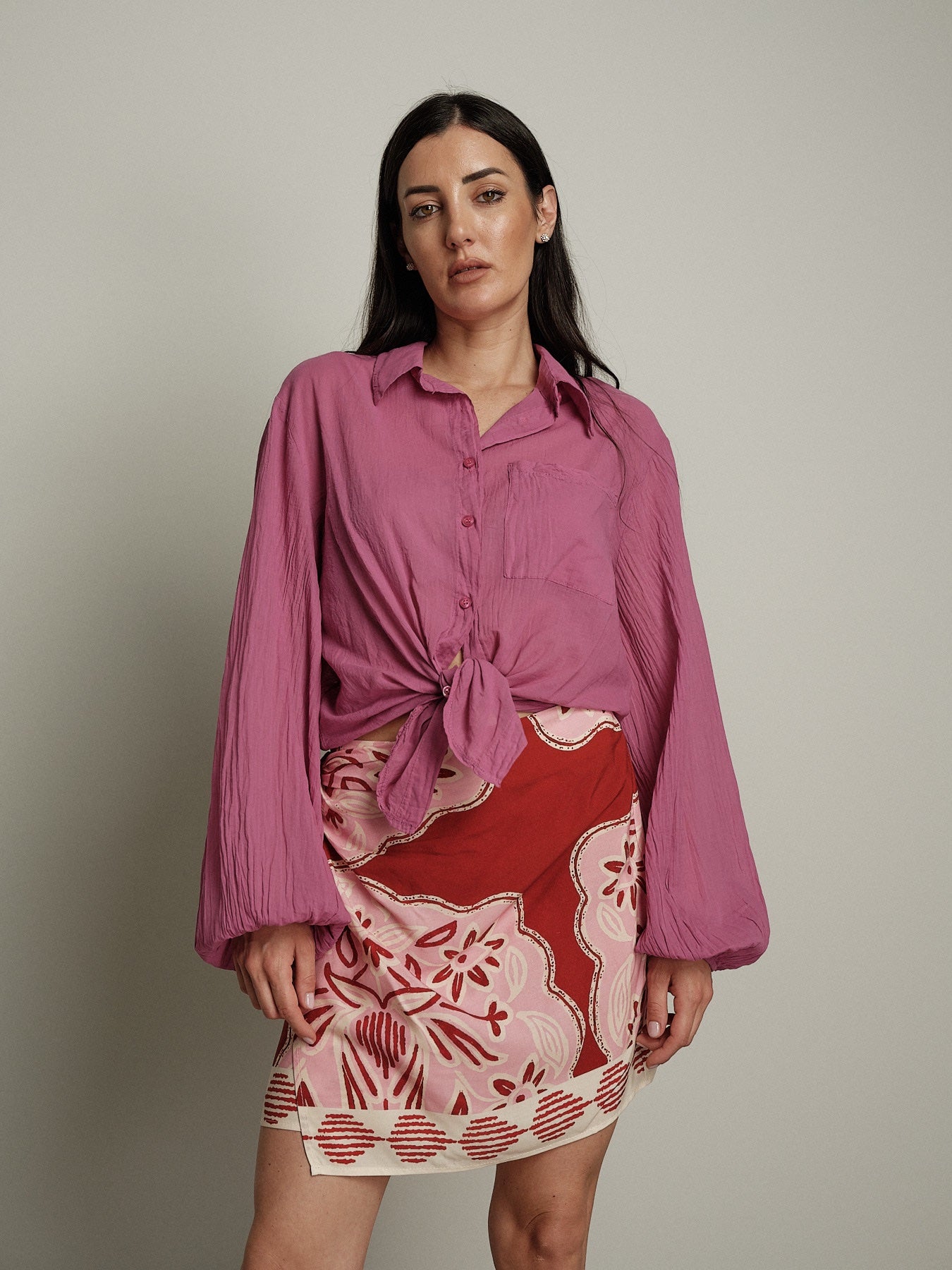 Completo gonna + camicia viola