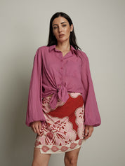 Completo gonna + camicia viola