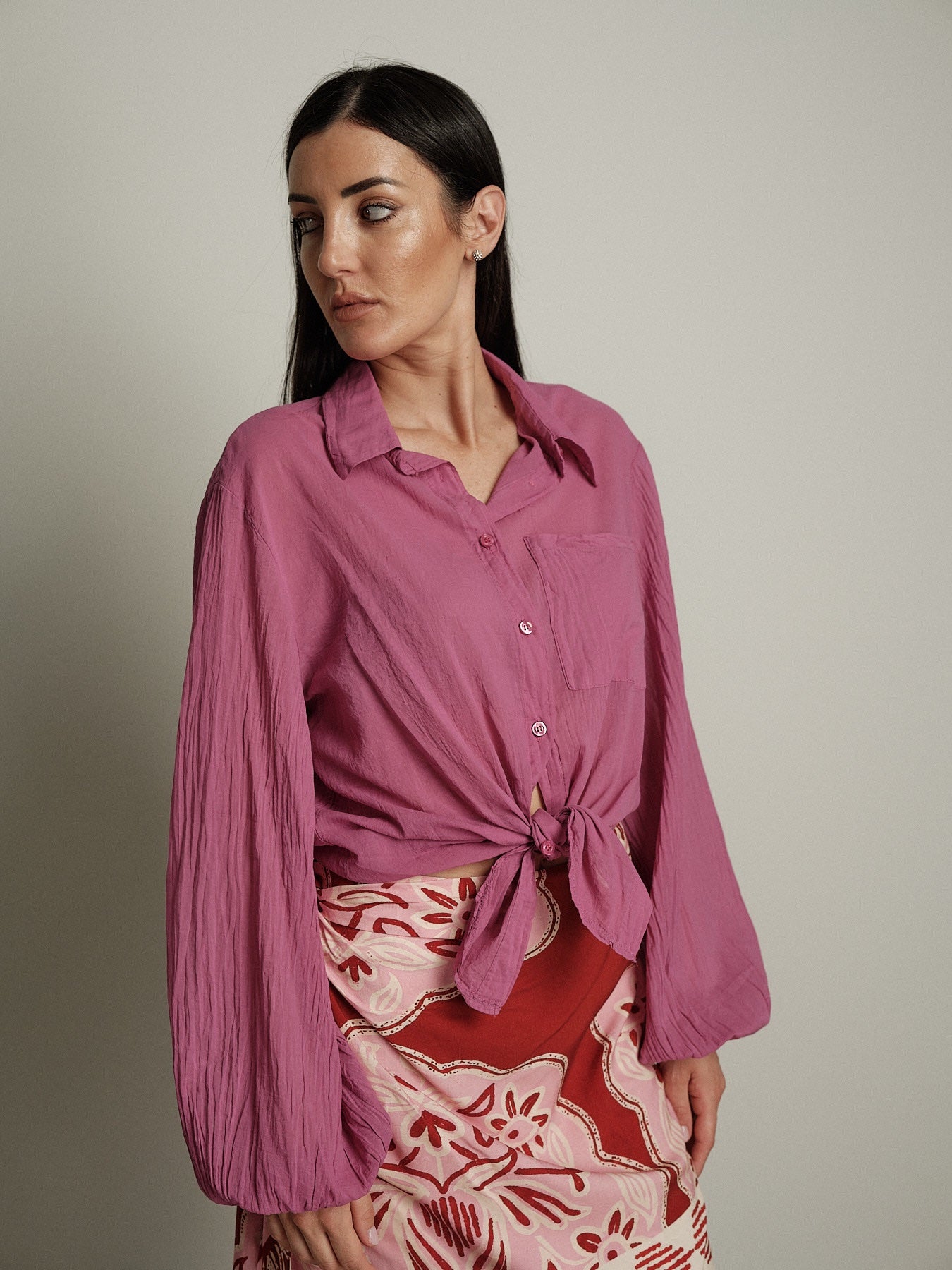 Completo gonna + camicia viola