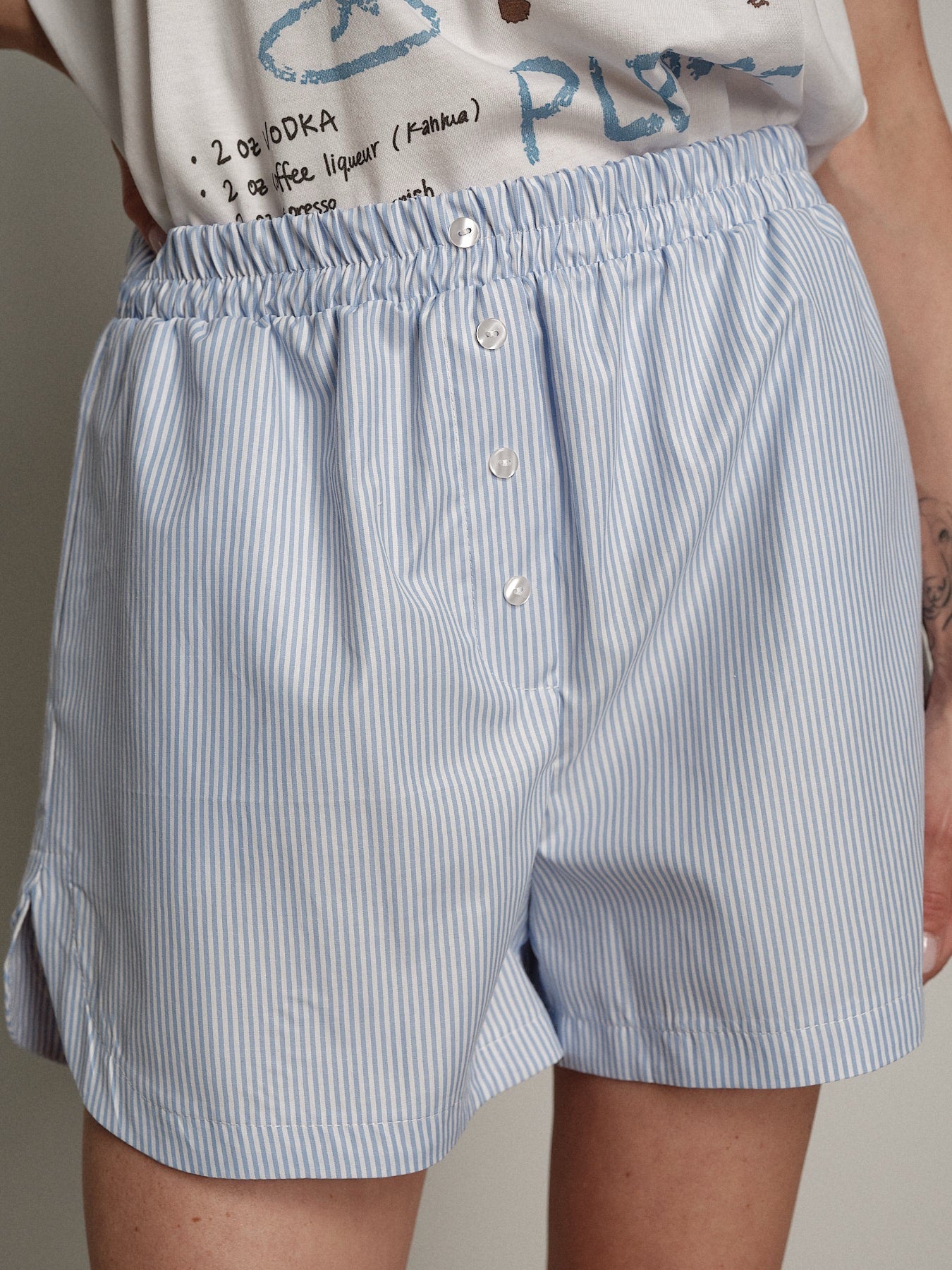 Completo Martini t-shirt + shorts celeste