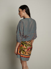 Gonna rigata blu/arancio