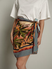 Gonna rigata blu/arancio