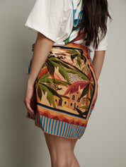 Gonna rigata blu/arancio