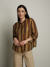 Camicia virale riga olio/moro