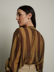 Camicia virale riga olio/moro