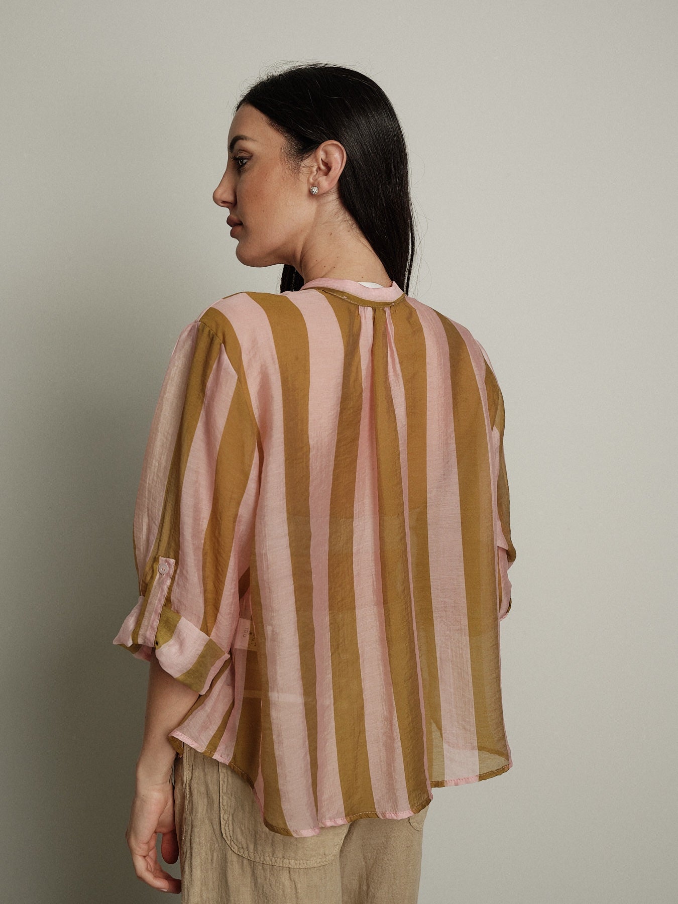 Camicia virale riga olio/rosa PREORDINE 26/06