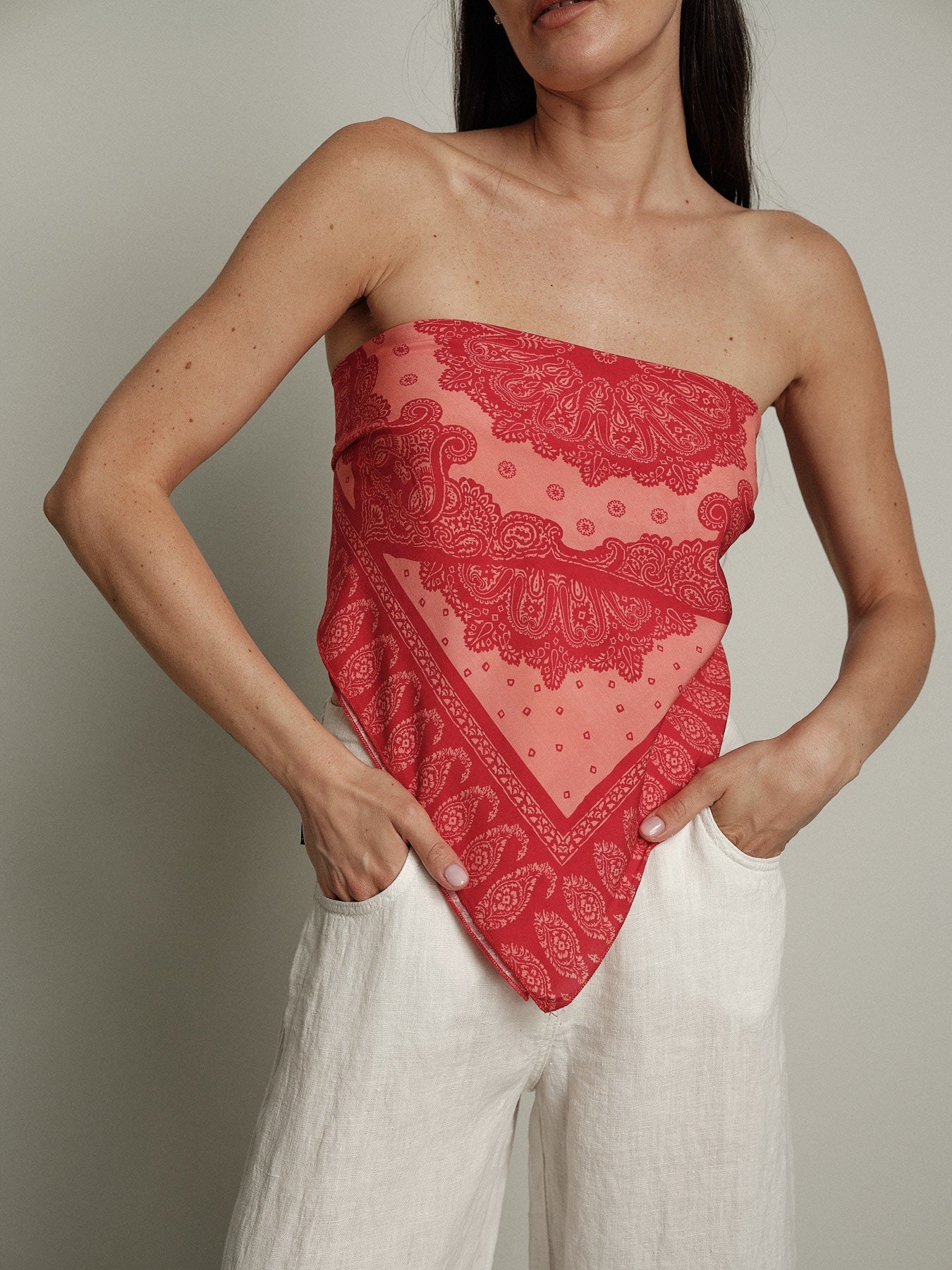 Foulard bandana fuxia/pesca
