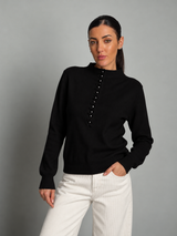Pullover bottoni perla - nero