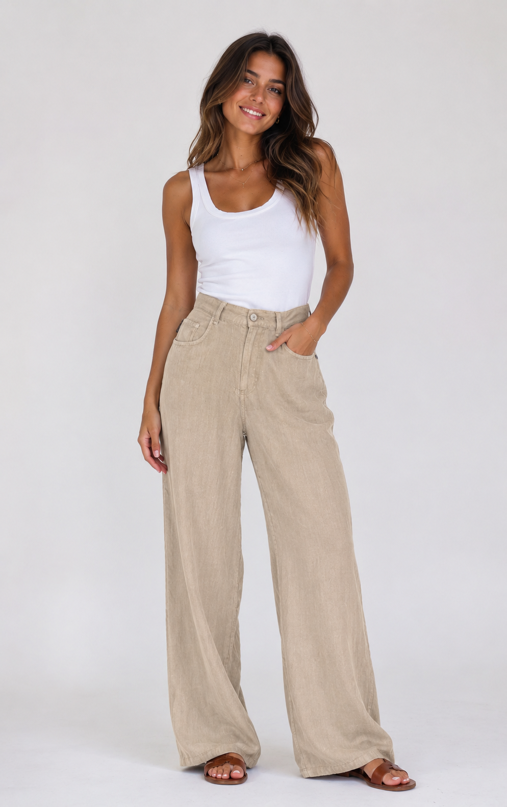 Pantalone bella puro lino beige PREORDINE 22/06