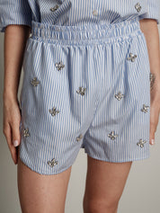 Camicia cabochon riga azzurra