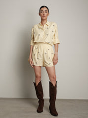 Shorts cabochon riga giallo