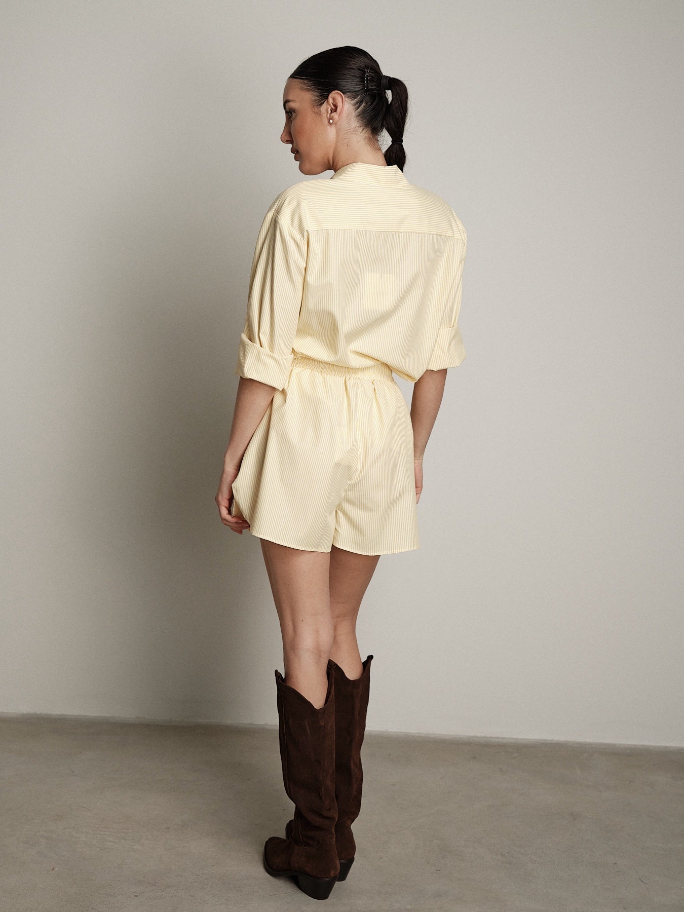 Shorts cabochon riga giallo