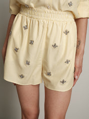 Shorts cabochon riga giallo