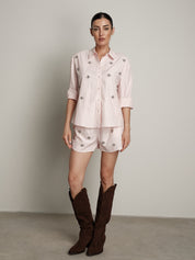 Camicia cabochon riga rosa