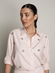 Camicia cabochon riga rosa