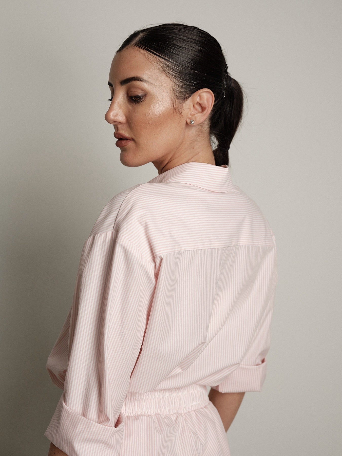Camicia cabochon riga rosa