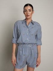 Shorts cabochon riga blu