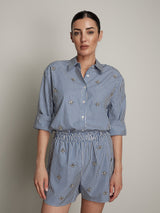 Camicia cabochon riga blu
