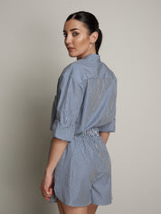 Camicia cabochon riga blu