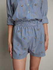 Camicia cabochon riga blu