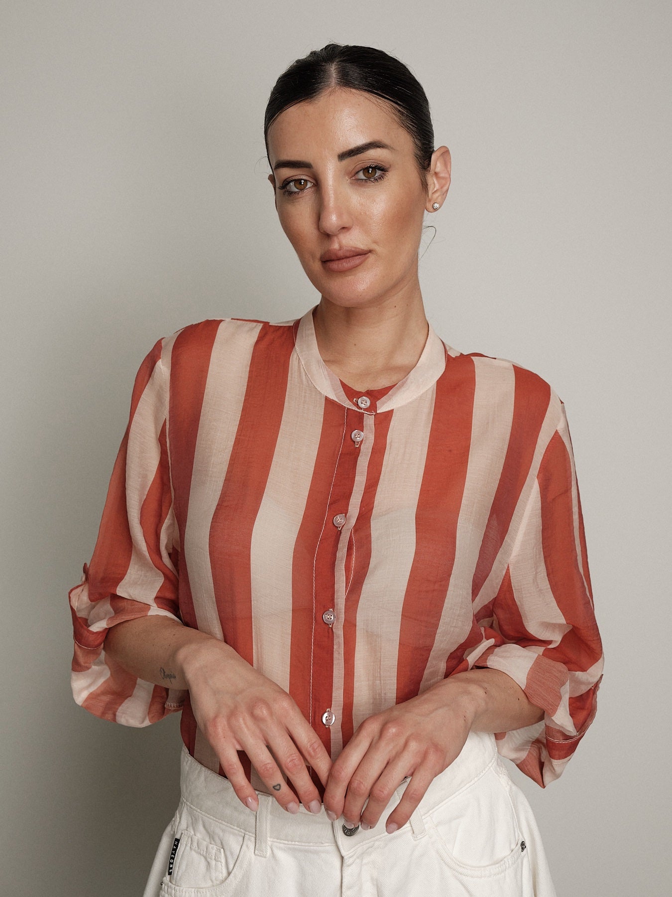 Camicia virale burro/arancio