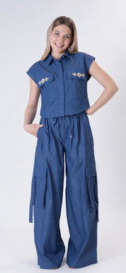 Camicia chambray cabochon