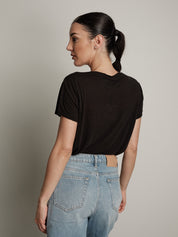 T-shirt scollo V lino (colori all'interno) MORO NERO IN PREORDINE 29/06