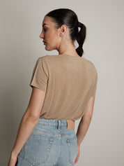 T-shirt scollo V lino (colori all'interno) MORO NERO IN PREORDINE 29/06