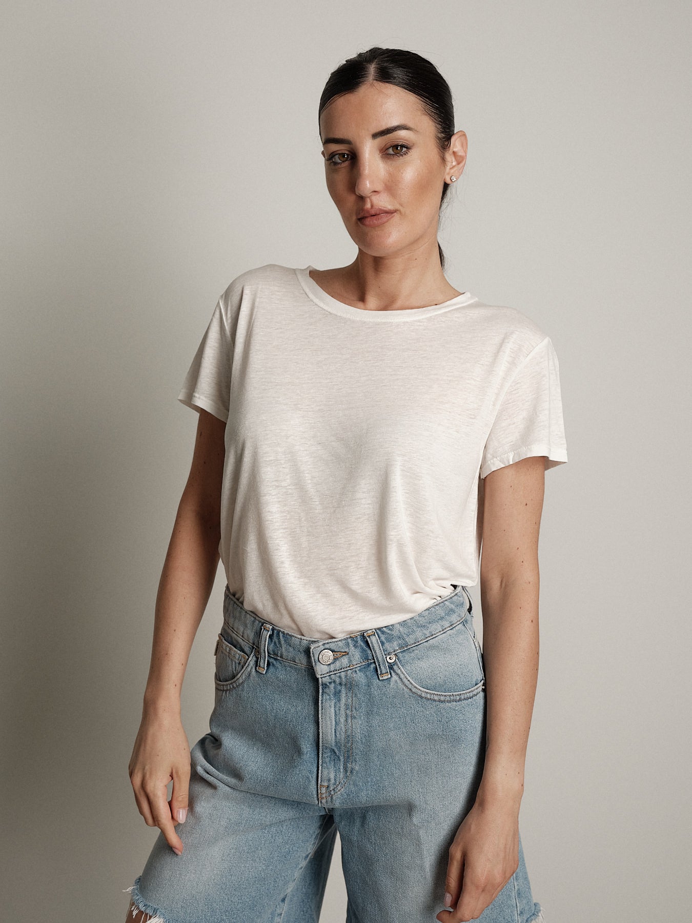 T-shirt girocollo lino (colori all'interno)