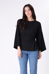 T-shirt lacci fianco nera