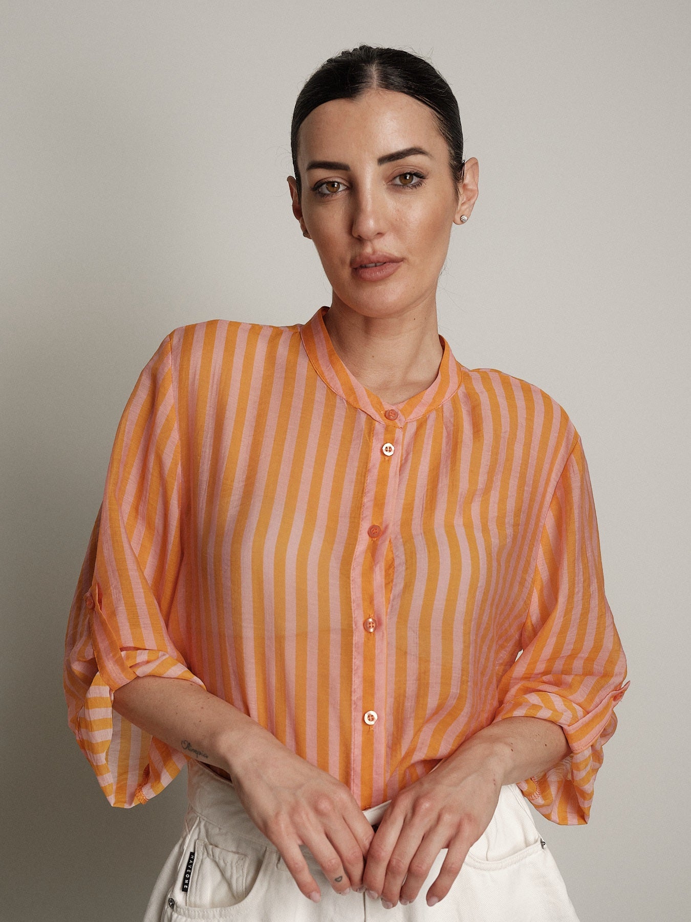 Camicia virale arancione/rosa